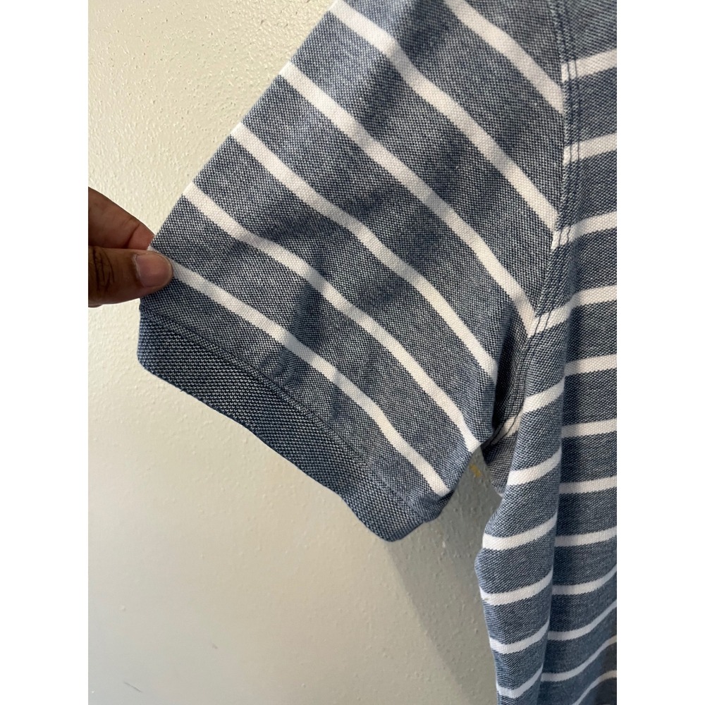 BANANA REPUBLIC Polo Shirt Striped Preppy Men XL Blue White Cotton Short Sleeve - Picture 3 of 6